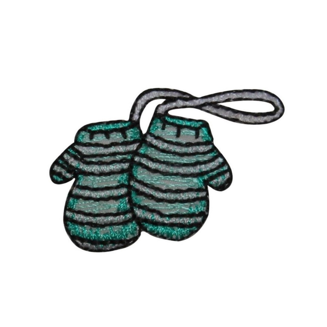 手袋 Logo Patch Mittens ID 7842 Blue Striped Winter Gloves Patch Mittens Embroidered