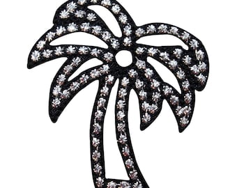 ID 1724A Glänzender Palmen Aufnäher Ocean Beach Craft Gestickte Applikation zum Aufbügeln