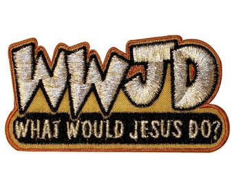 WWJD What Would Jesus Do Patch Christian Faith Religion Shiny Iron On Applique