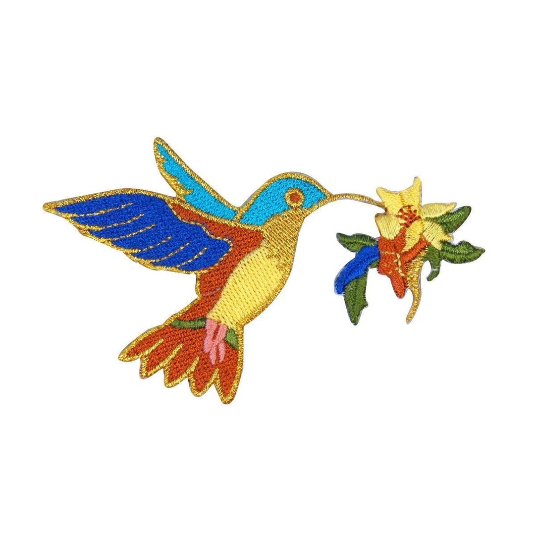 ID 0604 Colorful Hummingbird Patch Flower Nectar Feeder Flying Iron on Biology Diagrams