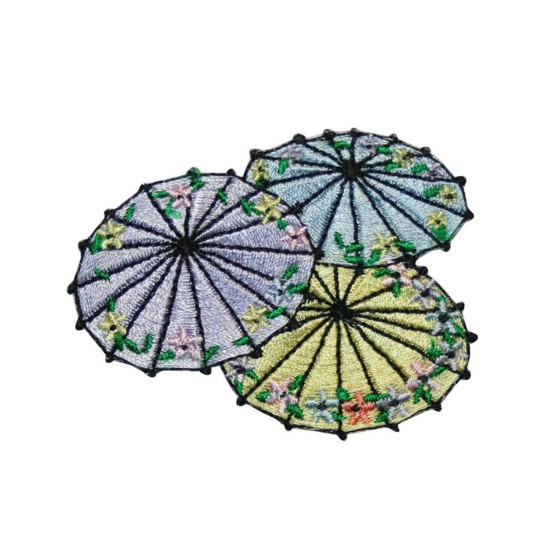 ID 3360 Floral Umbrella Tops Patch Spring Cover Embroidered Iron on
