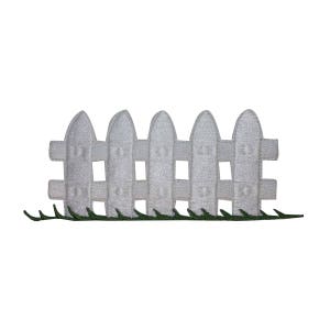 ID 3101 White Picket Fence Patch Yard Gate Board Embroidered Iron On Applique