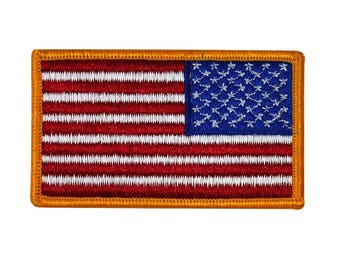 Reverse American Flag Patch USA Military Shoulder Embroidered Iron On Applique