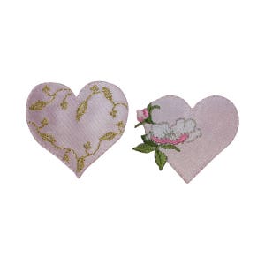 ID 3273AB Set mit 2 Blumenherz Patch Valentinstag Gestickte Applikation zum Aufbügeln