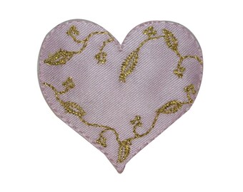 ID 3273A Fancy Floral Heart Patch Valentines Love Embroidered Iron On Applique