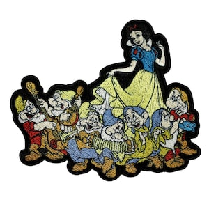Disney Snow White And 7 Dwarf&#39;s Patch Classic Film Embroidered Iron On Applique