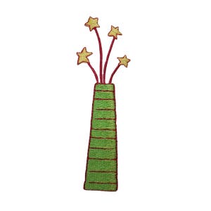 ID 7296 Star Flowers In Vase Patch Decoration Plant Embroidered Iron On Applique