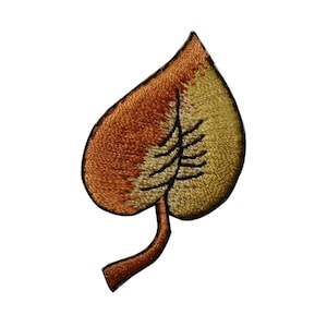 ID 7137 écusson feuille de bouleau doré bicolore automne arbre brodé fer sur appliqué