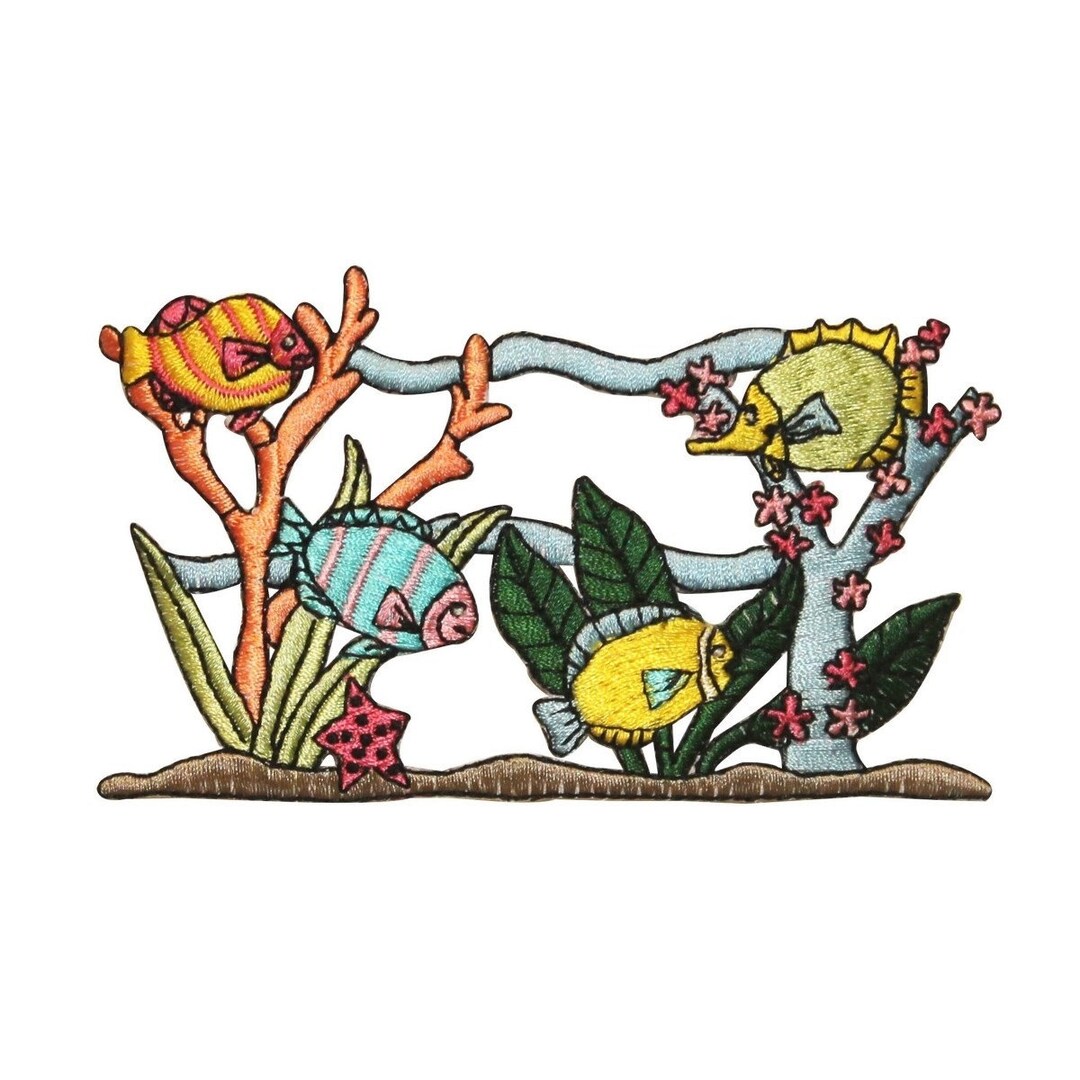 ID 0195 Tropical Fish Aquarium Patch Coral Ocean Embroidered Iron on ...