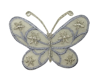 ID 9214 Sheer Wings Butterfly Patch Fairy Garden Embroidered Iron On Applique