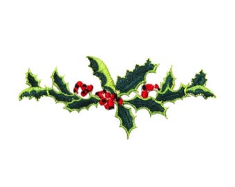 ID 8092 Holly Mistletoe Decoration Patch Festive Embroidered Iron On Applique