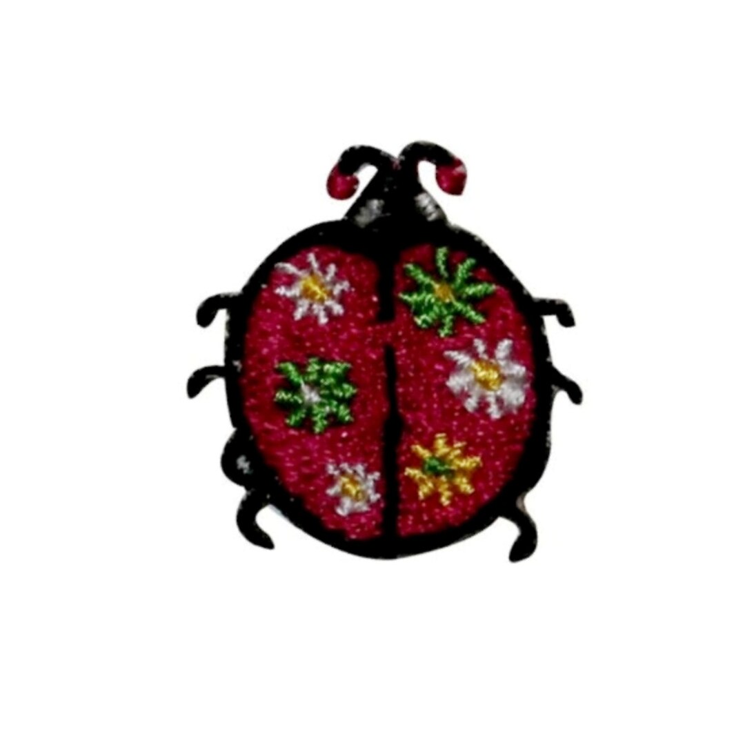 Pink Ladybug Flower Patch Garden Insect Embroidered Iron on Applique - Etsy