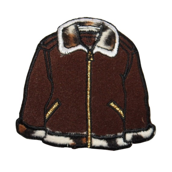ID 7876 Fuzzy Winter Jacket Patch Felt Coat Fashion Embroidered