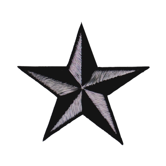5 INCH Gray Black Nautical Star Patch Tattoo Symbol Embroidered Iron on  Applique - Etsy Hong Kong