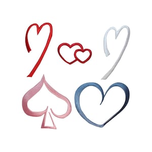 ID 3287A-E Set of 5 Assorted Heart Patches Love Embroidered Iron On Applique
