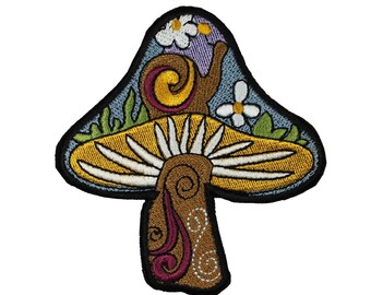 ID 0028Z fungo Shroom Patch lumaca hippy pace ricamato su Applique ferro