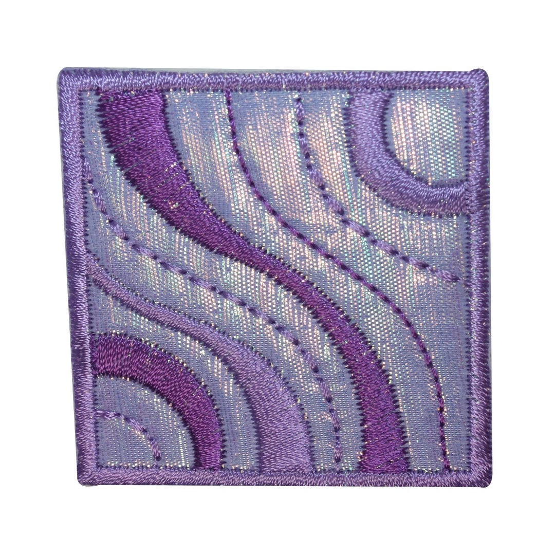 ID 7978 Shiny Purple Wave Badge Patch Pattern Square Embroidered Ironon ...