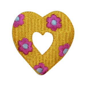 ID 3258B Blumen bedeckt Herz Patch Valentinstag Gestickte Applikation zum Aufbügeln