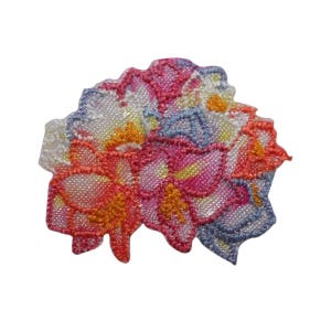 ID 6925 Exotic Hibiscus Cluster Patch Flower Blossom Embroidered IronOn Applique