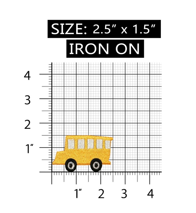 ID 0950AB Set of 2 Kids School Bus Patch Drive Van Embroidered Iron on ...