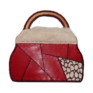 ID 8302 Pleather Fluffy Purse Patch Woman Fashion Embroidered Iron On Applique