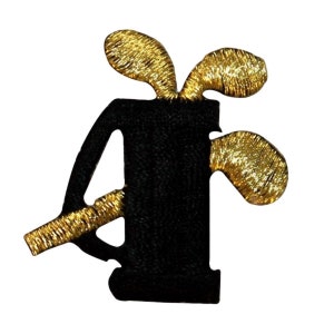ID 1570 Golfschläger Bag Patch Schwarz Sport Clubs Set Gesticktes Aufnäher zum Aufbügeln