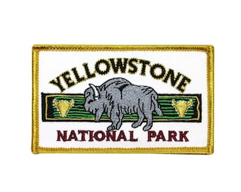 Yellowstone National Park Patch Travel Badge Bison Embroidered Iron On Applique