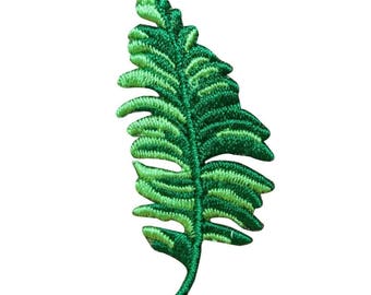 ID 7181 Tropical Fern Patch Plant Branch Leaf Craft Embroidered Iron On Applique