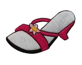ID 7433 Open Toe Shoe Patch Sandal Heel Fashion Embroidered Iron On Applique