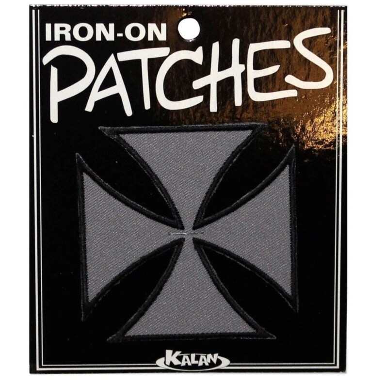 Grey Maltese Cross Patch Biker Badge Symbol Embroidered Iron Etsy