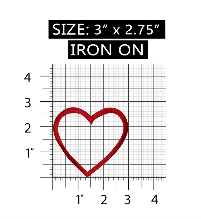 ID 3281A Red Heart Outline Love Shape Design Embroidered Iron on Badge ...