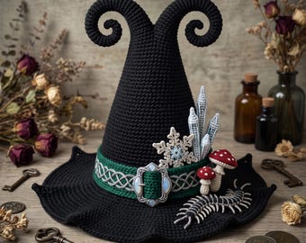 Crochet Witch Hat Pattern: Spiral Horn Beginner Amigurumi Tutorial PDF Download