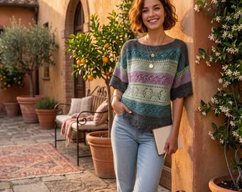 Crochet Cardigan Pattern PDF, Easy Beginner Granny Square Sweater, Women's Plus Size Digital Download