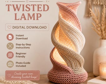 Twisted Spiral Crochet Lampshade Pattern, Boho Night Light PDF Download