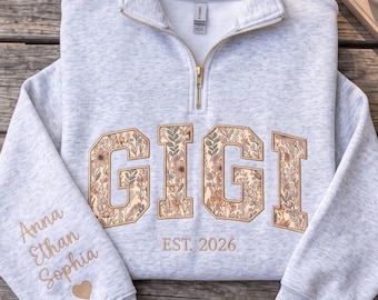 Custom Floral Gigi Sweatshirt, Custom Grandma Embroidered Sweatshirt, Personalized Mama Crewneck, Gift for Mama, Mothers Day Gift, Gigi Gift