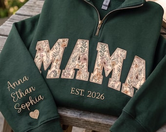 Custom Floral Mama Sweatshirt, Custom Mama Embroidered Sweatshirt, Personalized Mama Crewneck, Gift for Mama, Mothers Day Gifts, Mom Gifts