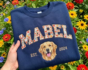 Sweat-shirt brodé pour chien Vichy personnalisé, t-shirt universitaire personnalisé avec visage pour animal de compagnie à partir de votre photo, appliques de vêtements, cadeaux pour amoureux des chiens