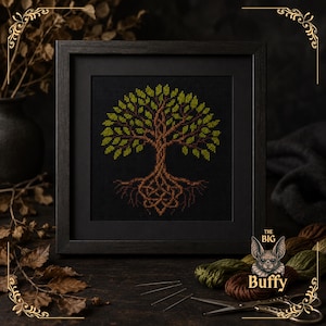 Tree of Life | Gothic Cross Stitch Pattern PDF | Celtic Yggdrasil Dark Embroidery Instant Download