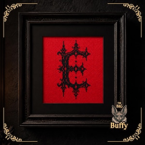 Gothic Letter E | Blackletter Cross Stitch Pattern PDF | Dark Medieval Initial Monogram Embroidery Instant Download