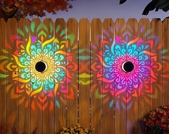 Solar Garden Lights Outdoor, Mandala Shadow Projection Lamp, Waterproof Decorative Landscape Lighting for Backyard Patio, Boho Garden Decor