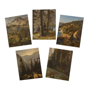 Vintage Wilderness Landscape Art Cards 5-Pack | Scenic Nature Greeting Cards