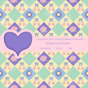 Coquette Cherry Rose Pumpkin Patchwork Naadloos Patroon