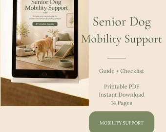 Senior Dog Mobility Support Printable PDF | Senior Dog Care Planner | Dog Mobility Checklist | Dog Wellness Tracker | Instant Download