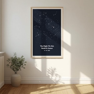 Carte des Étoiles Mariage, Impression Nuit de Notre Rencontre, Cadeau Couple, Star Map Custom, Affiche Anniversaire