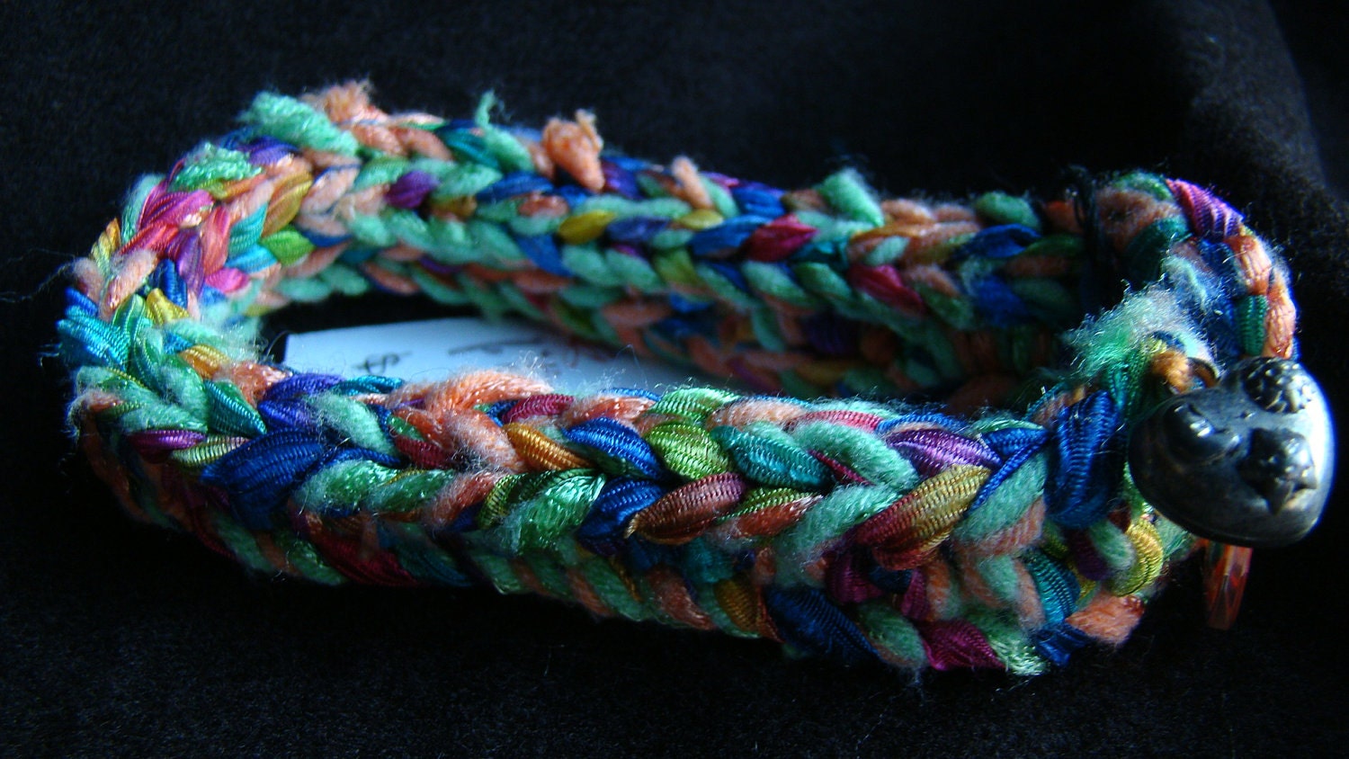 Knit Dog Collar jewel tones vintage button heart charm Etsy