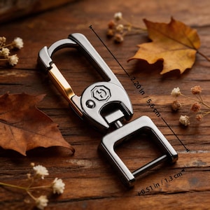 Minimalist Metal Car Keychain, Heavy Duty Carabiner Key Ring, Luxury EDC Key Fob Clip for Men, Quick Release Keychain, Gift for Boyfriend image 5