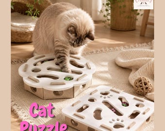 Jouet interactif pour chat : puzzle en forme de balle, jouet d'enrichissement, puzzle d'activité, plateau de jeu, anti-ennui, jouet d'entraînement intellectuel