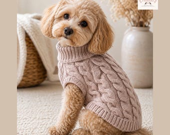 Knitted Dog Sweater Cable Knit Dog Jumper Warm Winter Dog Coat Small Dog Clothes Puppy Sweater Cozy Pet Jacket Small Dog Winter Coat
