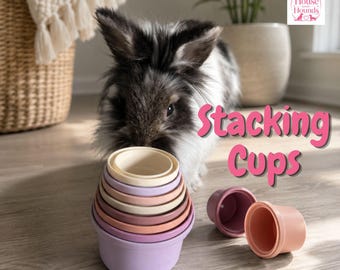 Vasos apilables para conejos Juguete de enriquecimiento para conejos Juguete interactivo para conejos Vasos apilables de colores pastel para conejos Vasos apilables para conejos Juguete para buscar alimento para conejos