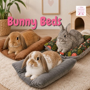 Cama para conejos, suave y mullida, con cojín para conejos, cómoda colchoneta para dormir para conejos, lavable, cama para mascotas pequeñas, cama para conejos, cama para cobayas, cama para chinchillas, cama para conejos